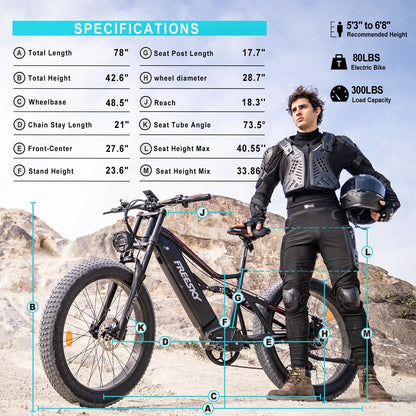 Adam Equipment Swifthorse X-6e 1000 w Mountain Ebike 4 Fat Tire Electric Fat Tire Mountain eBike - FREES|MOUNT|BLACK|0095