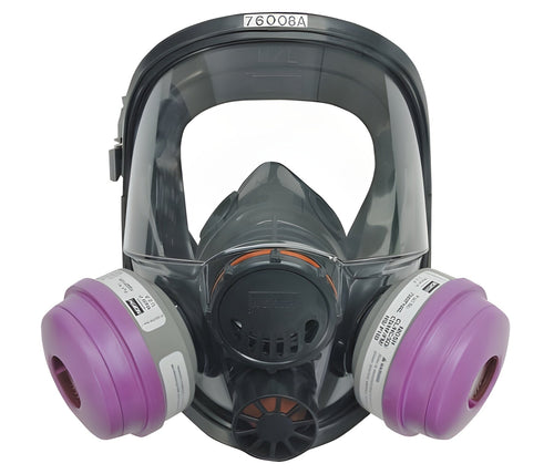 Grainger Honeywell North 7600 - Reusable Respirator Industrial Full Face Adjustable Head Strap Small Gray / Lavender - 5AC56