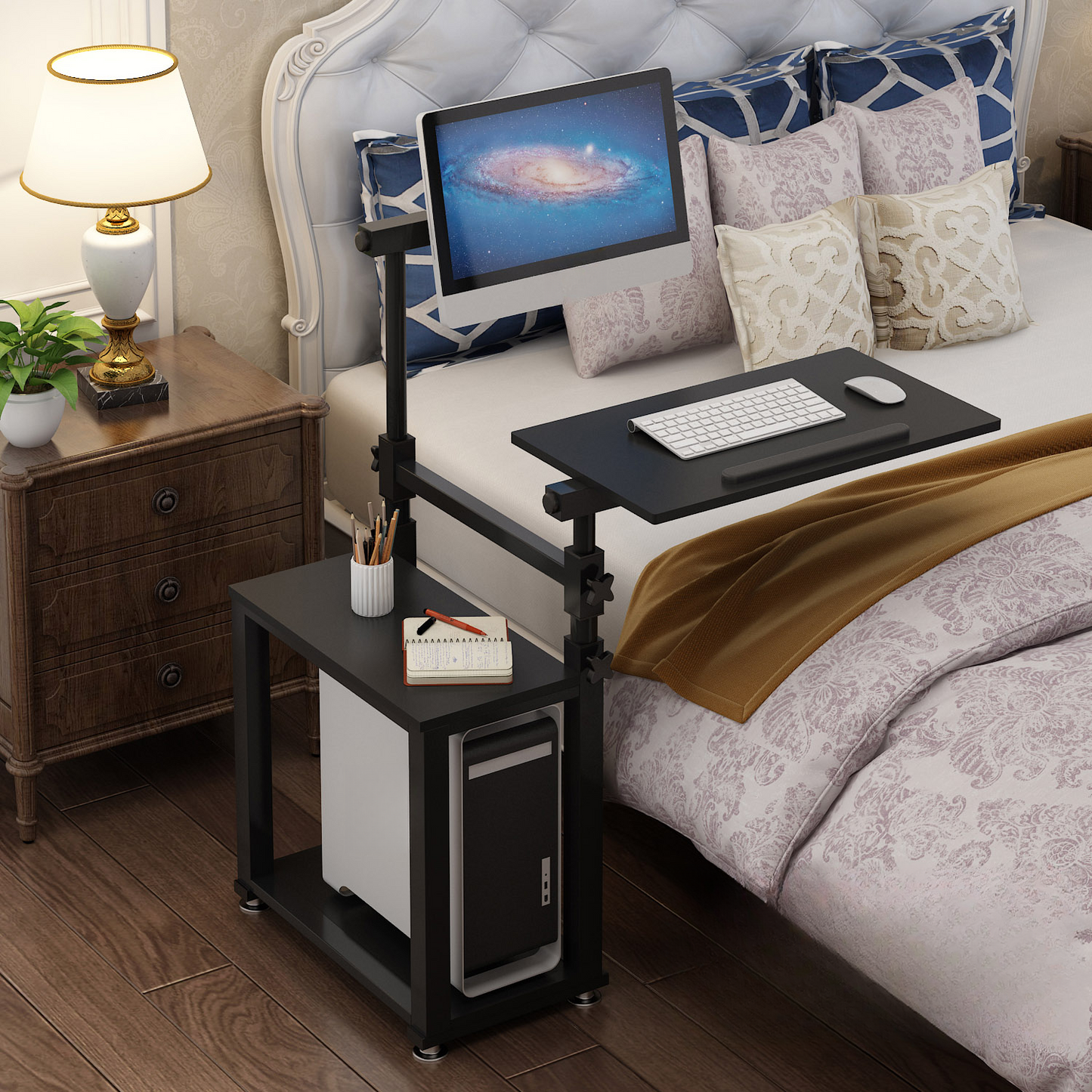 Kinnls WS-66 Mobile Standing Computer Workstation with Adjustable Monitor & Keyboard Tray
