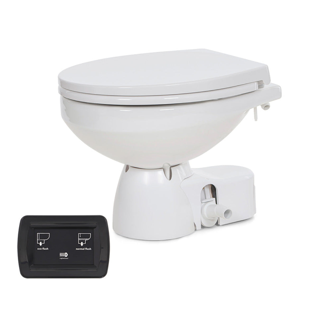 Jabsco Quiet Flush E2 Raw Water Toilet Regular Bowl - 24V  Soft Close Lid - CWR-100818