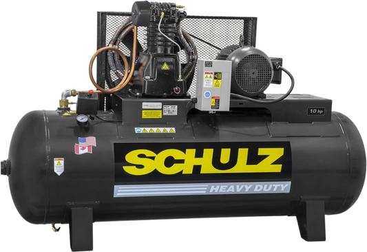 Schulz L-Series Air Compressor 10 HP 120 gal. 2-Stage 208-230V 3-Phase Horizontal  - 932.9327-0