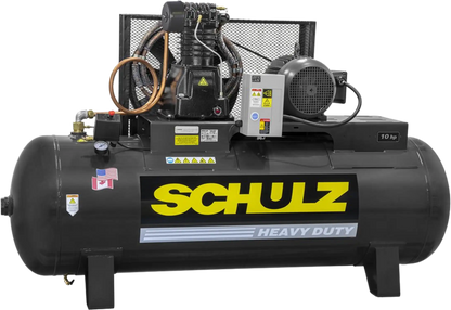 Schulz L-Series Air Compressor 10 HP 120 gal. 2-Stage 208-230V 3-Phase Horizontal  - 932.9327-0