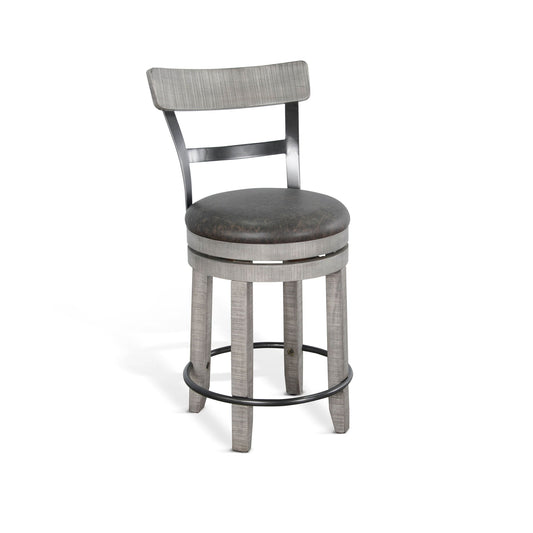 Sunny Designs Alpine - Counter Swivel Barstool, Cushion Seat (Set of 2) - Gray - 1624AG-B24