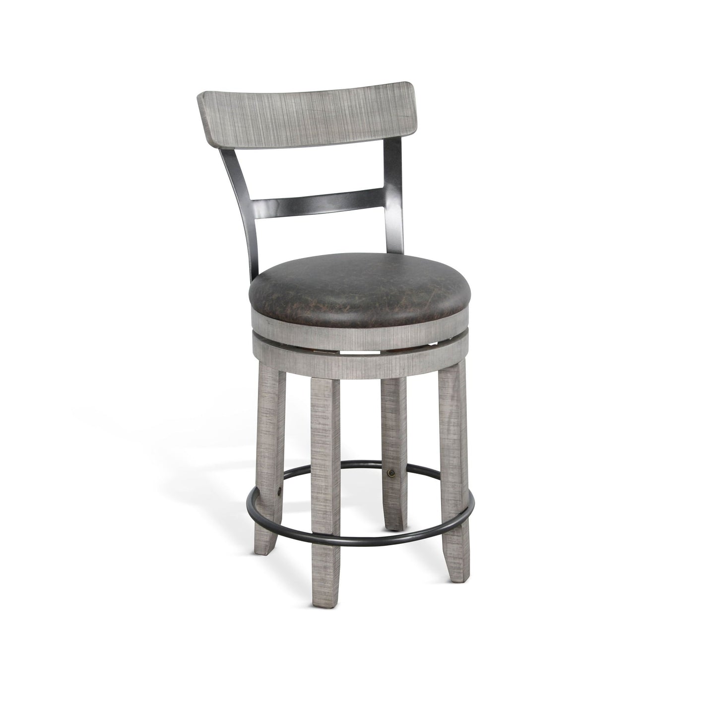 Sunny Designs Alpine - Counter Swivel Barstool, Cushion Seat (Set of 2) - Gray - 1624AG-B24