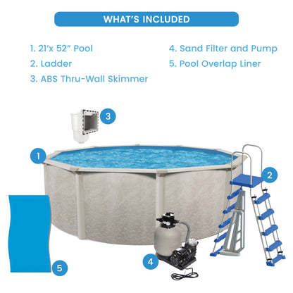 Aquarian Phoenix 21 Ft x 52 In Above Ground Pool w/ Pump, Ladder, & Accessories - 108863