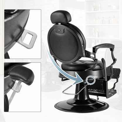 OmySalon BC1101 Vintage Style Heavy Duty Hydraulic Recline Barber Chair