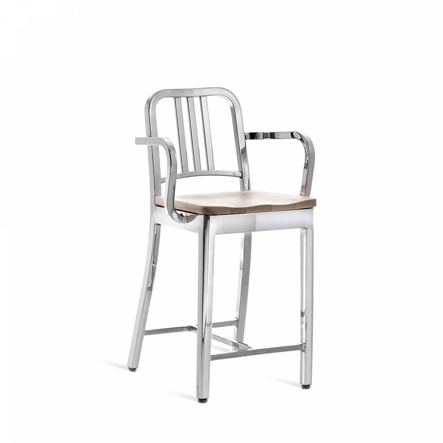 Emeco 1104 Navy Counter Stool With Arms - 1104 24 A CHERRY