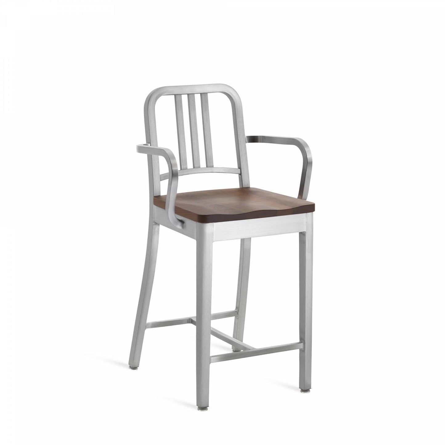 Emeco 1104 Navy Counter Stool With Arms - 1104 24 A CHERRY