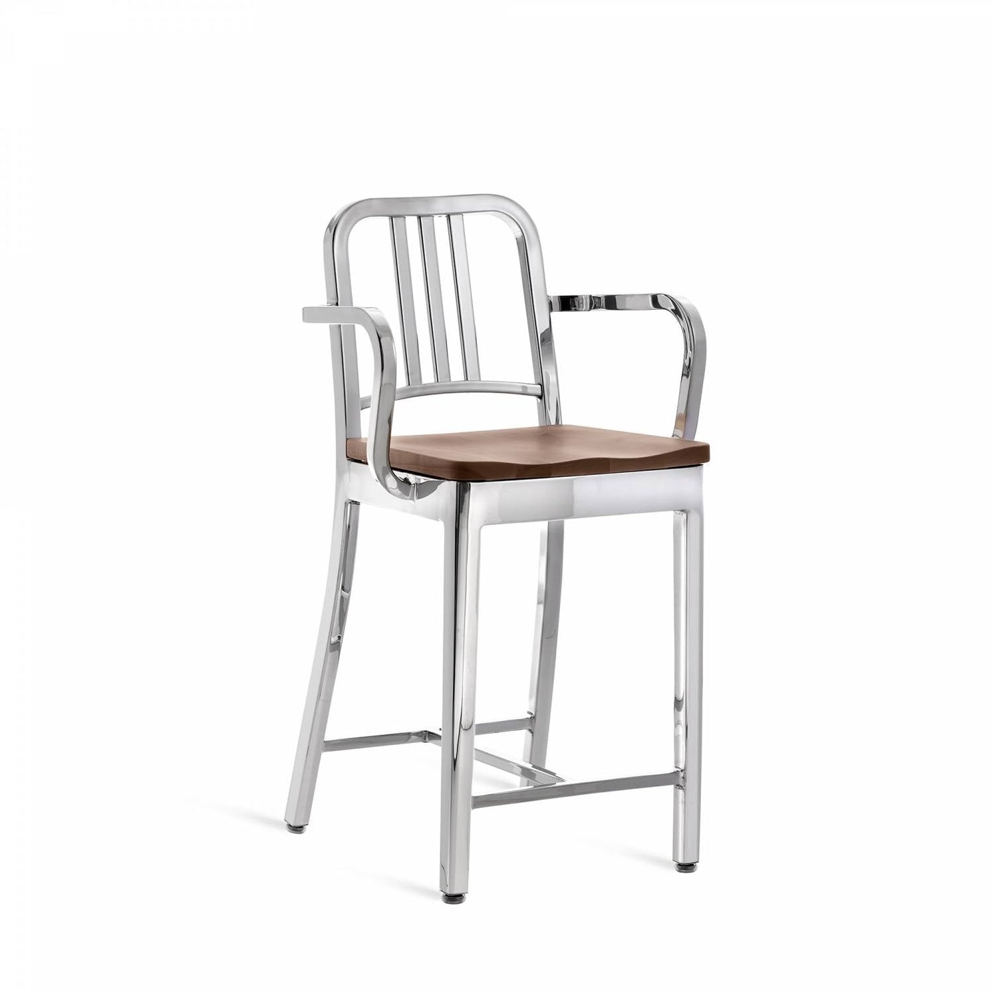 Emeco 1104 Navy Counter Stool With Arms - 1104 24 A CHERRY