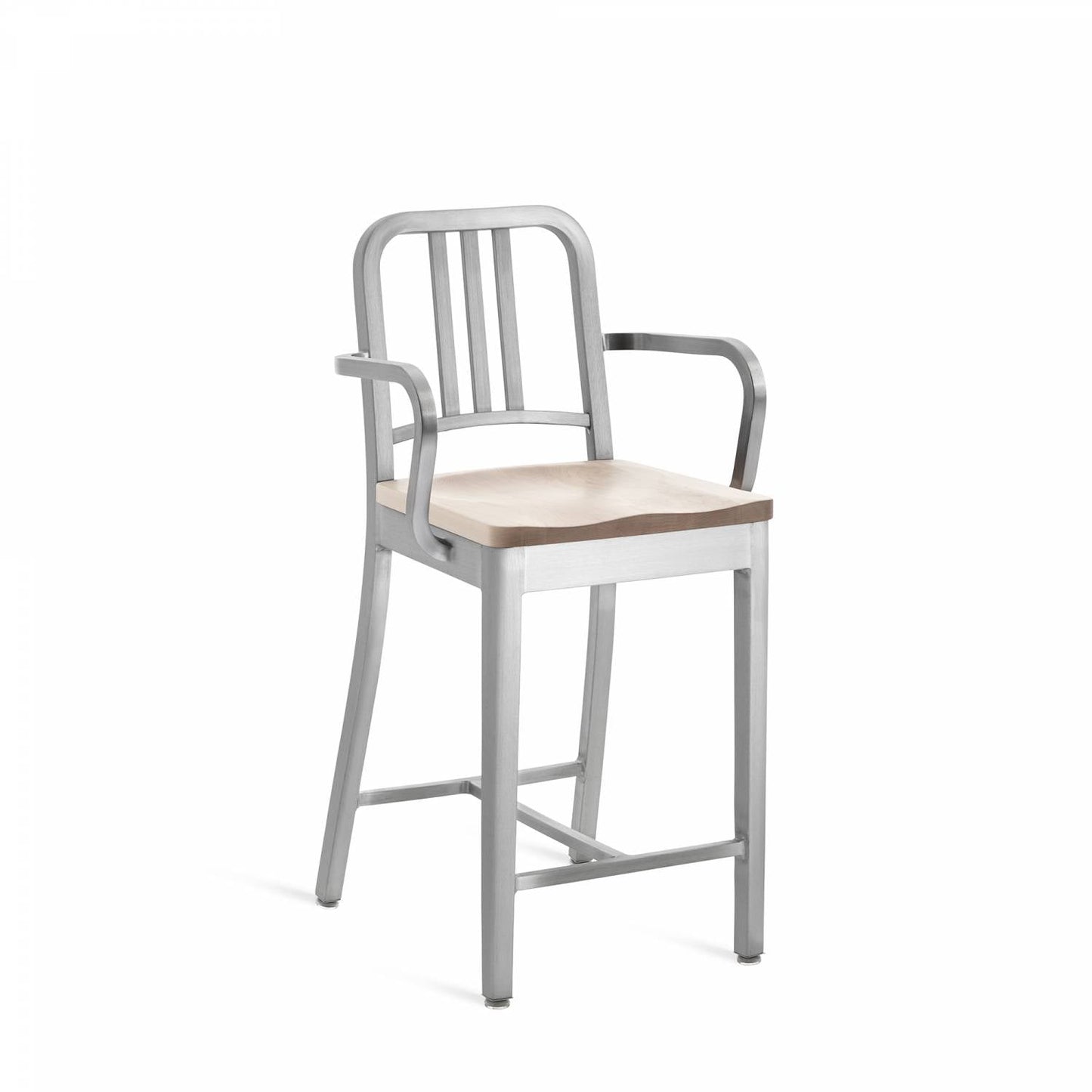 Emeco 1104 Navy Counter Stool With Arms - 1104 24 A CHERRY