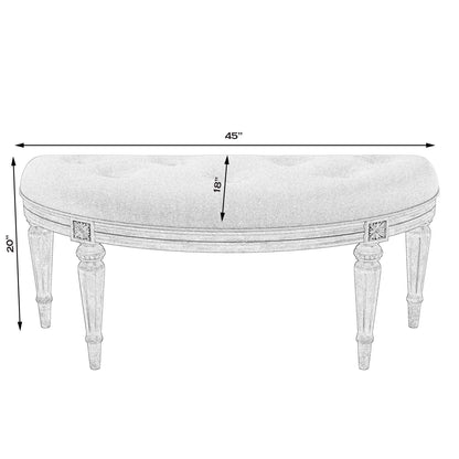 Butler Specialty Company Tamara Upholstered Demilune 45""W Bench, Gray  - 1120418