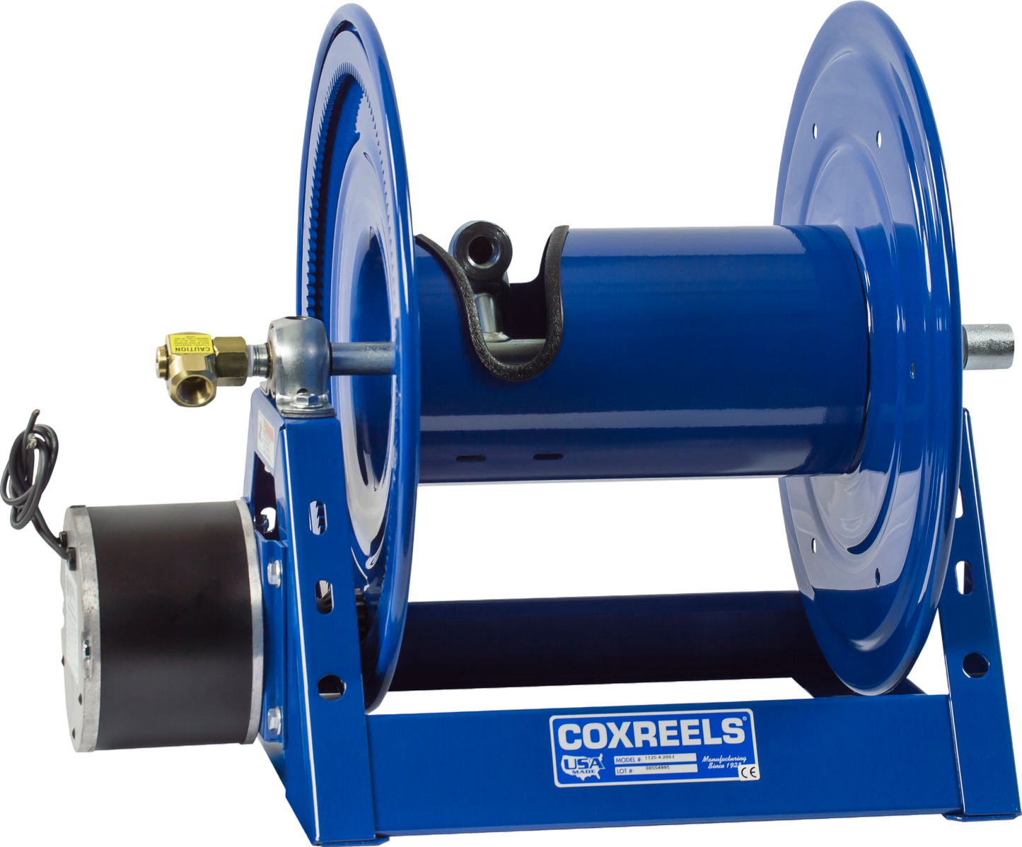 Coxreels  Motorized Hose Reel 1/2" x 100' Capacity with 12V DC 1/3 HP Reversible New - 1125-4-100-E
