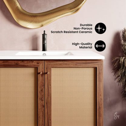 Swiss Madison Classe 36" Freestanding Bathroom Vanity in Brown Oak with Sink Top - SM-BV663WN