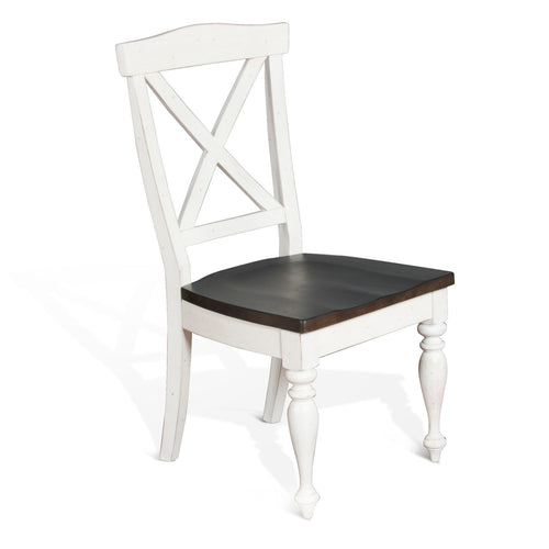 Sunny Designs Carriage House - Wood X-Back Dining Chair (Set of 2) - Cottage White / Europen Dark - 1666EC