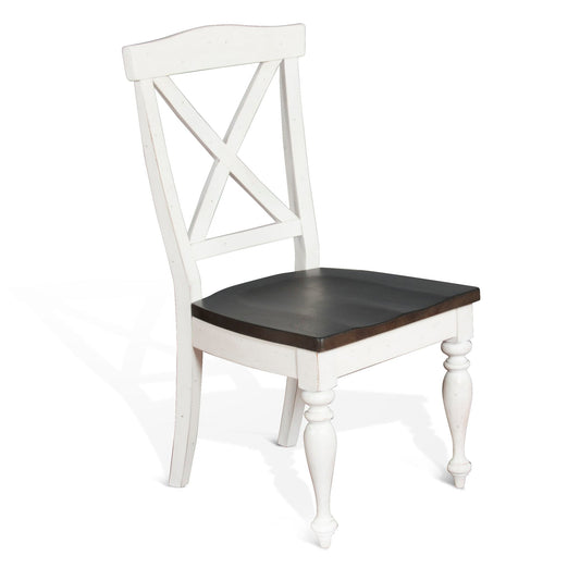 Sunny Designs Carriage House - Wood X-Back Dining Chair (Set of 2) - Cottage White / Europen Dark - 1666EC