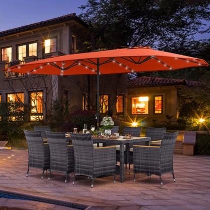 11 Pieces Patio Dining Set with 15 Feet Double-Sided Patio Umbrella Base Included