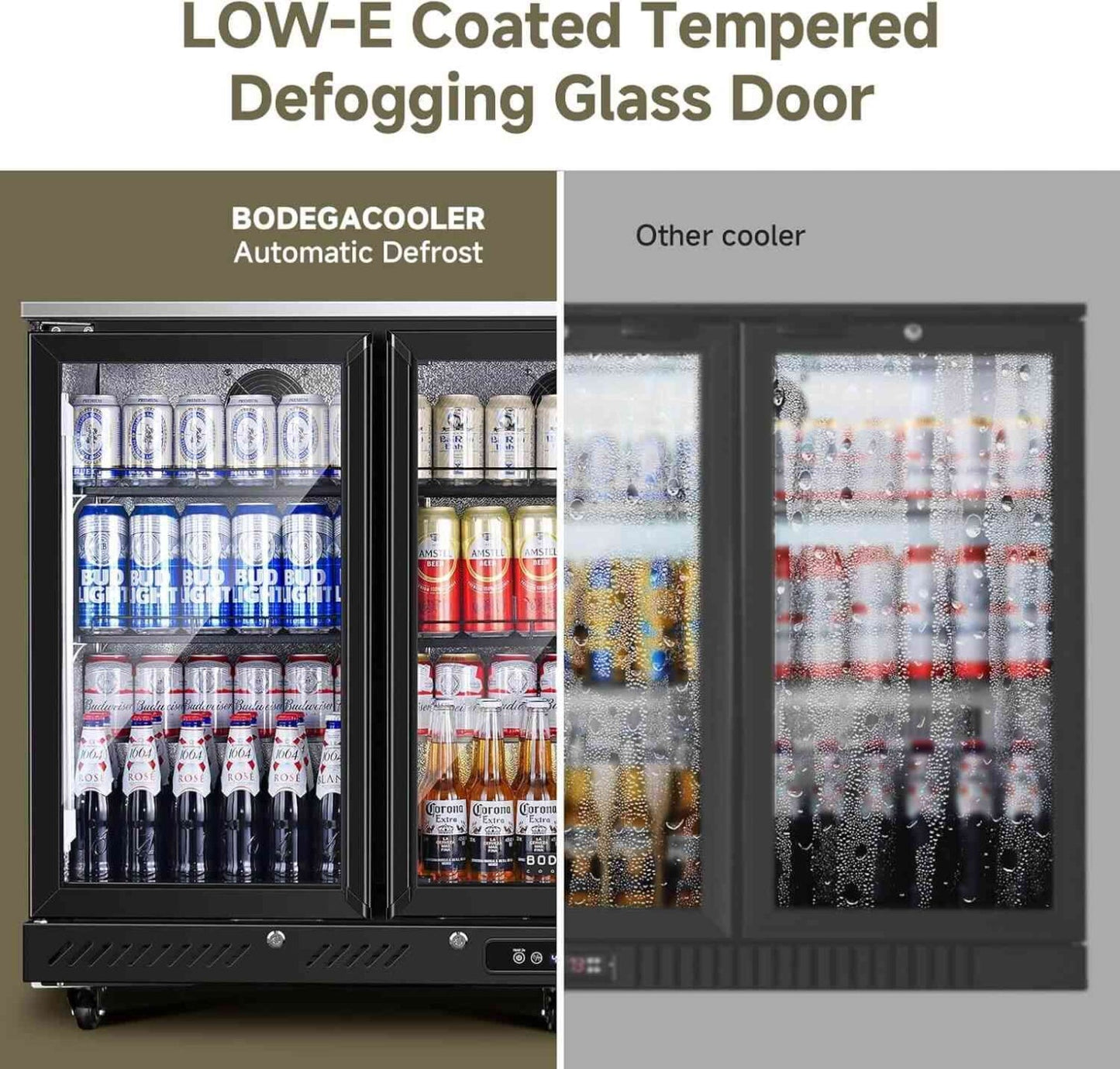 Bodega cooler 12 Cu.Ft Display Bar Beverage Fridge With 3 Glass Doors and wheels