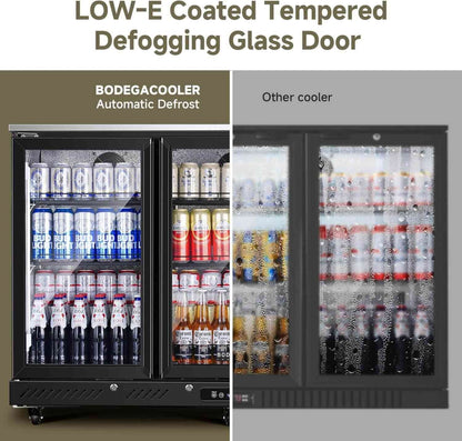 Bodega cooler 12 Cu.Ft Display Bar Beverage Fridge With 3 Glass Doors and wheels