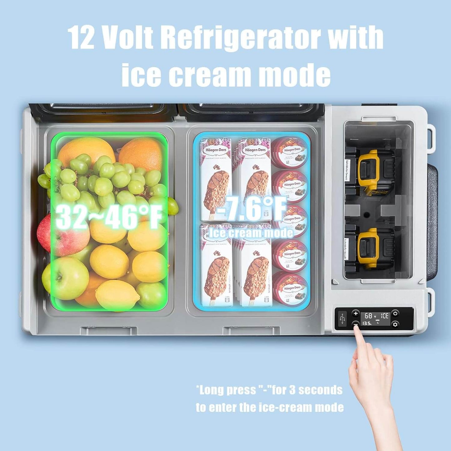 BODEGACOOLER 12 Volt Car Refrigerator Dual Zone Dual Doors 36QT - WD35