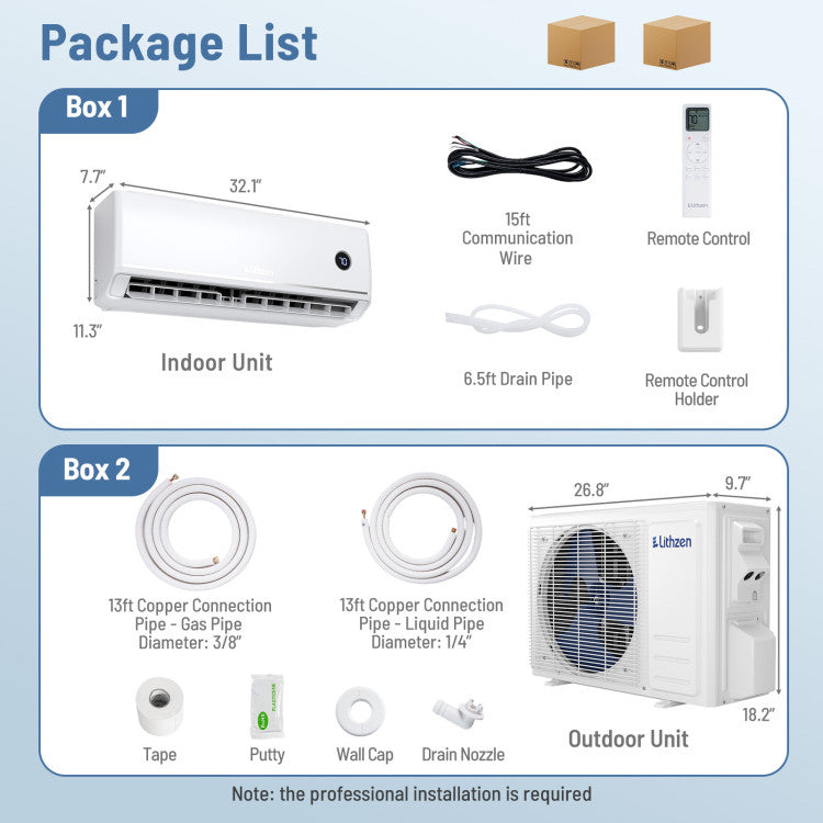 12000 BTU 18.1 SEER2 208/230V Mini Split Air Conditioner Works with Alexa