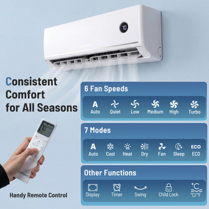 12000 BTU 18.1 SEER2 208/230V Mini Split Air Conditioner Works with Alexa