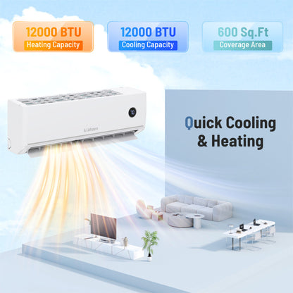 12000 BTU 18.1 SEER2 208/230V Mini Split Air Conditioner Works with Alexa