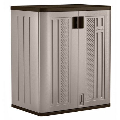 Suncast 9 Cu Ft Heavy Duty Resin Garage Base Storage Cabinet, Platinum (4 Pack) - 120273