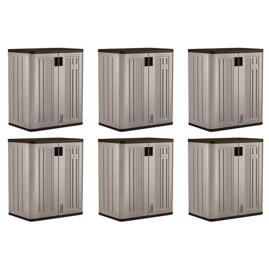 Suncast 9 Cu Ft Heavy Duty Resin Garage Base Storage Cabinet, Platinum (4 Pack) - 120273