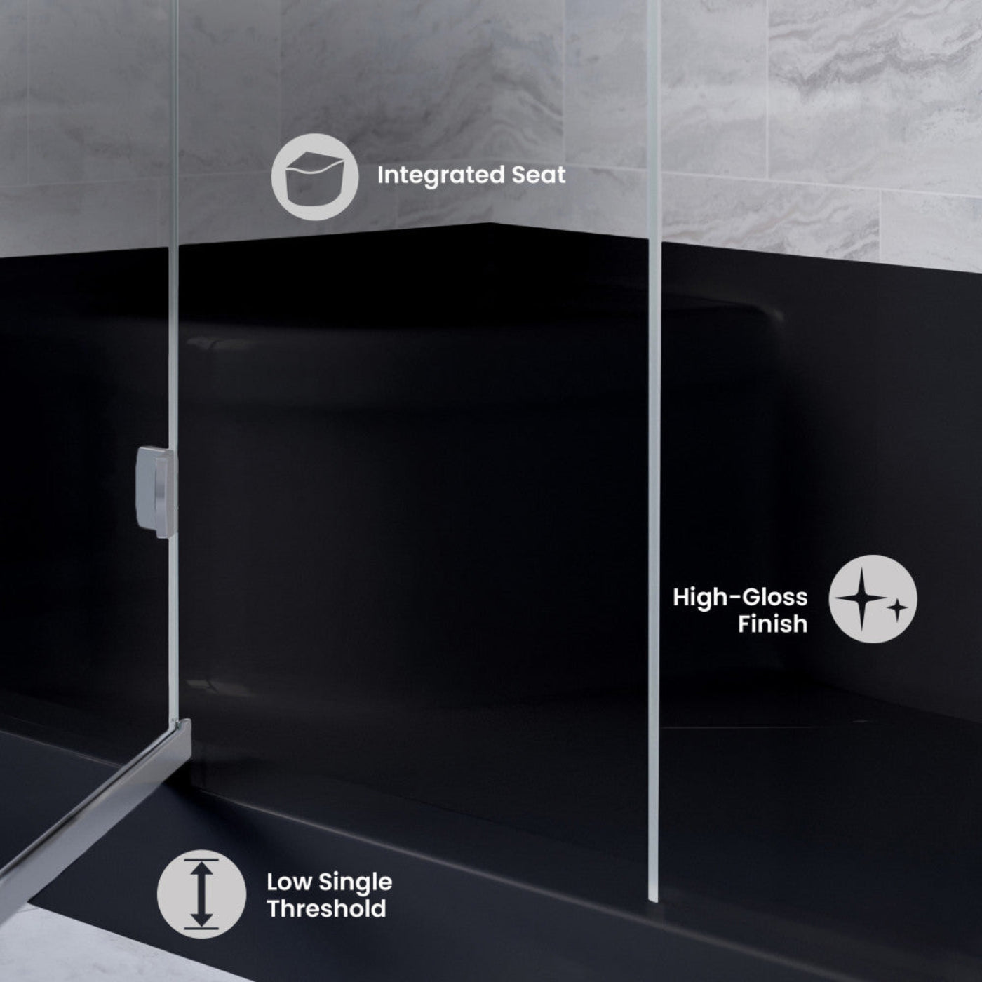 Swiss Madison Aquatique 60" x 32" Right Drain, Shower Base in Matte Black - SM-SB538MB