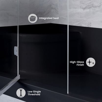Swiss Madison Aquatique 60" x 32" Right Drain, Shower Base in Matte Black - SM-SB538MB