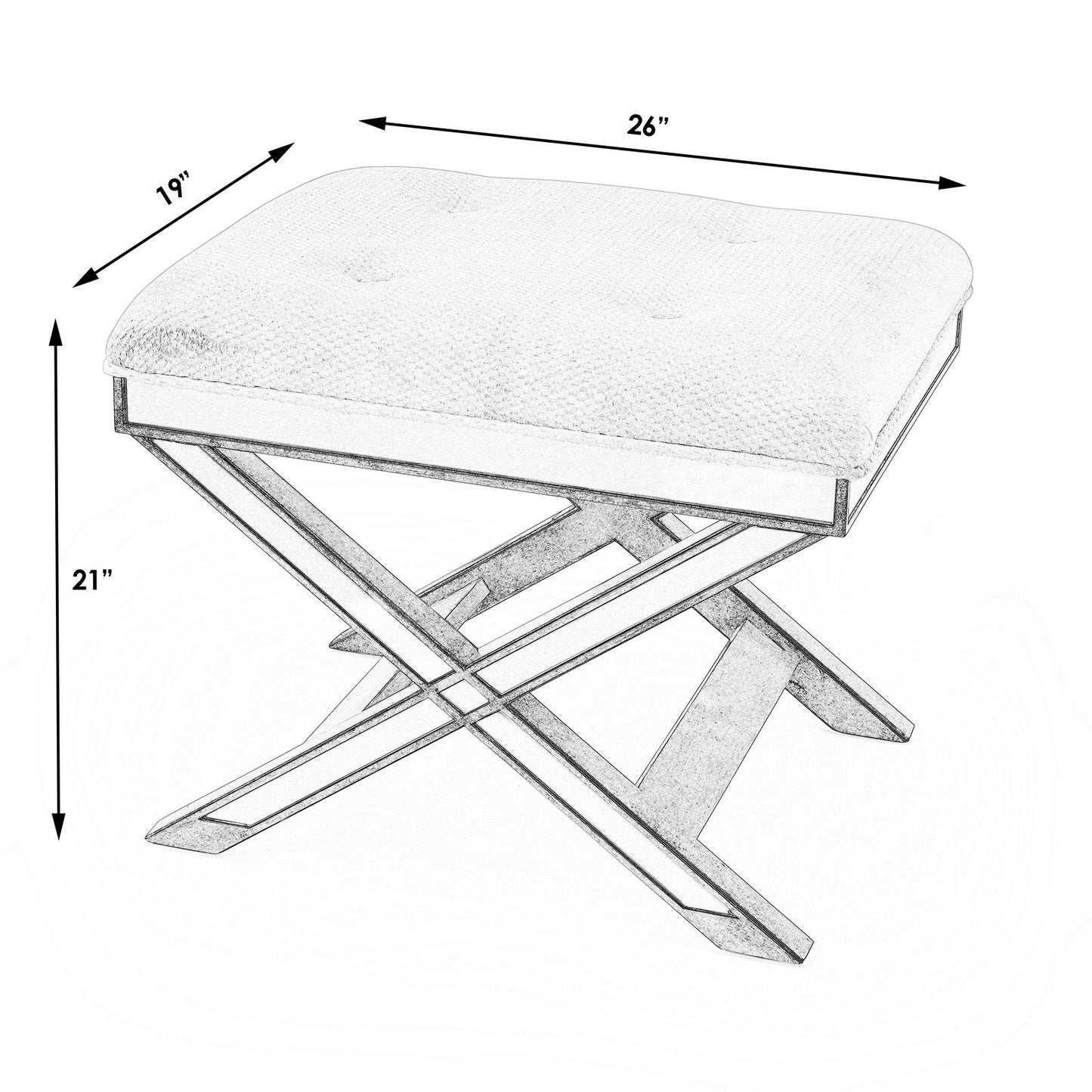 Butler Specialty Company Marlo Mirrored 26""W Vanity Stool, Cream  - 1253146