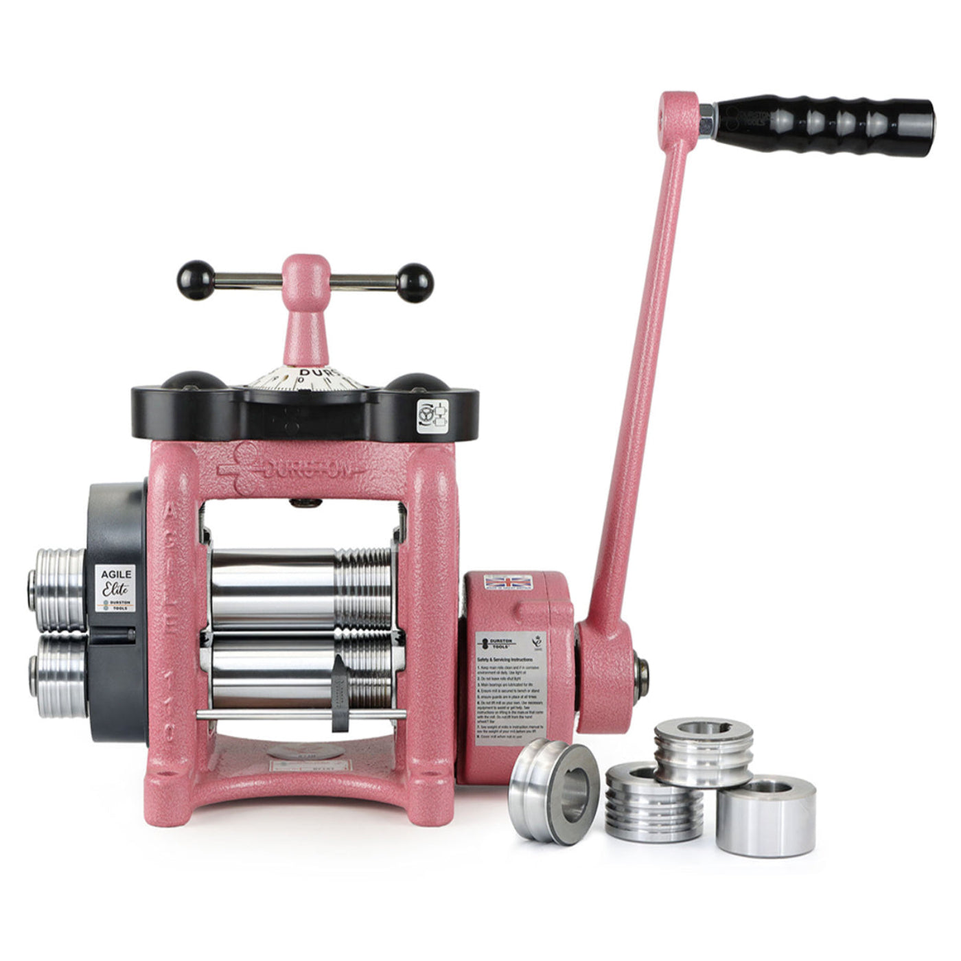 Durston 2560 Agile Elite C110 Pink Edition Combo Rolling Mill with Reduction Gear & Extension Rolls - 128.2560