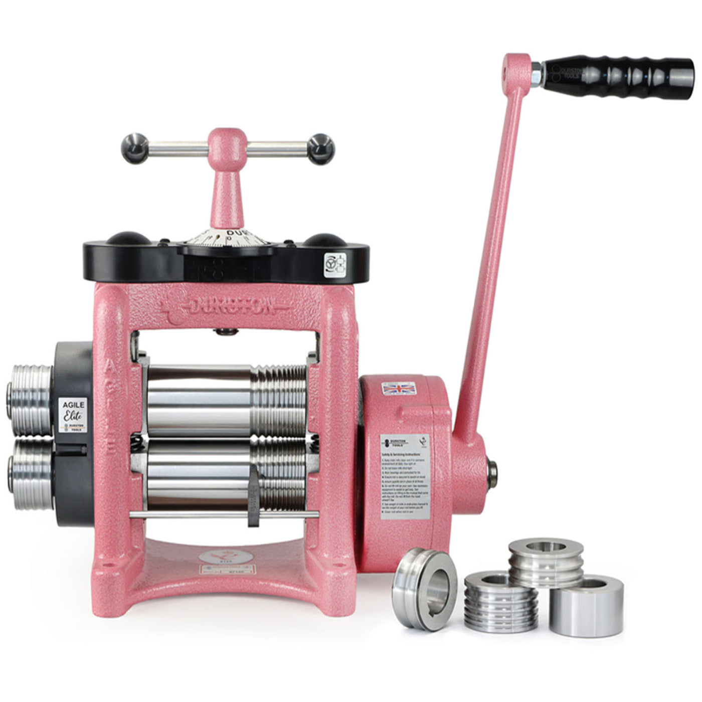 Durston 2561 Agile Elite C140 Pink Edition Combo Rolling Mill with Reduction Gear & Extension Rolls - 128.2561