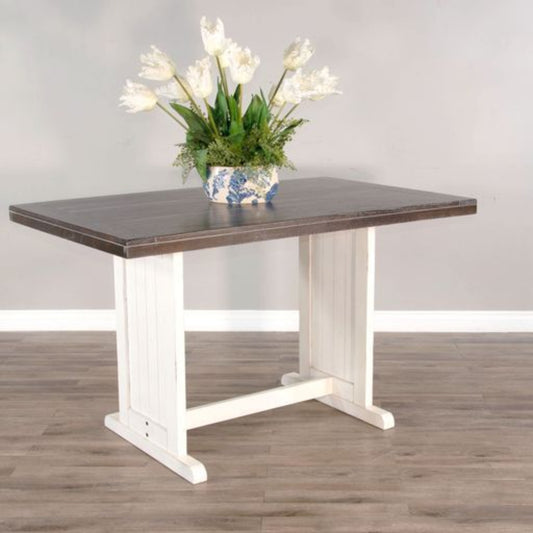 Sunny Designs Carriage House - Counter Table - Cottage White / Europen Dark - 0114EC-T