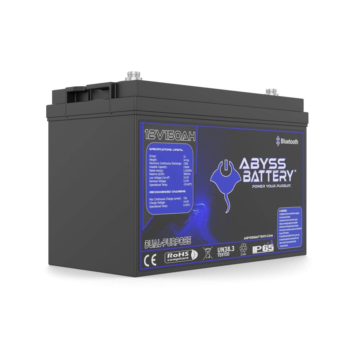 Abyss Battery 12V 150Ah Dual Purpose Lithium Marine Battery - AB-12V150-BT