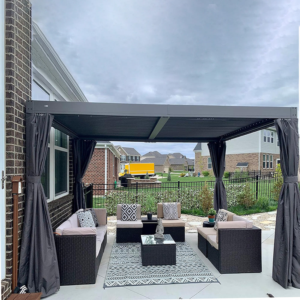 Domi Patio Aluminum Louvered Pergola - Gray