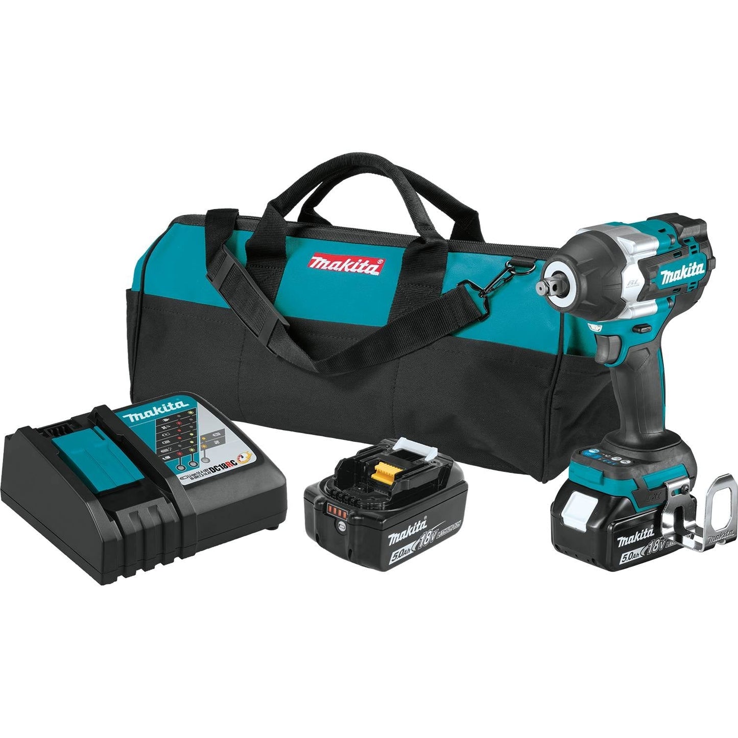 Makita (XWT17T) 18V LXT Lithium-Ion Brushless Cordless 4-Speed Mid-Torque 1/2" Sq. Drive Impact Wrench Kit w/ friction ring anvil - XWT17T