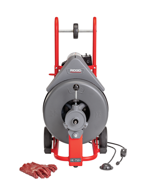 Model K-750 Machine with One Pair of Gloves, w/C-100 AUTOFEED, Standard 3/4" (20 mm) Tool Set, and: C-100, 100' (30.5 mm) x 3/4" (20 mm) Cable, K750 W/C100