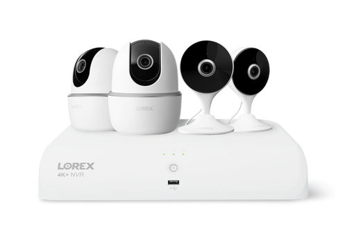 Lorex Wireless Fusion - 4K+ NVR with Two 2K Wi-Fi Indoor Camera and Two 2K Wi-Fi Indoor Pan-tilt Camera - N910-2J2P