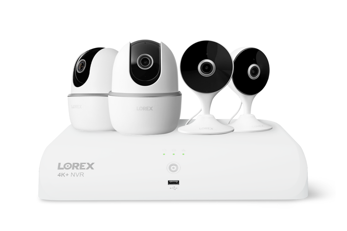 Lorex Wireless Fusion - 4K+ NVR with Two 2K Wi-Fi Indoor Camera and Two 2K Wi-Fi Indoor Pan-tilt Camera - N910-2J2P