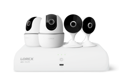 Lorex Wireless Fusion - 4K+ NVR with Two 2K Wi-Fi Indoor Camera and Two 2K Wi-Fi Indoor Pan-tilt Camera - N910-2J2P