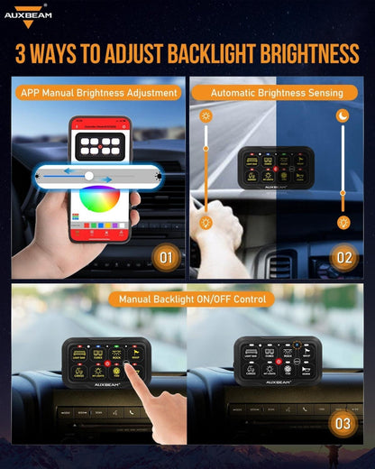 Auxbeam AR-800 RGB Switch Panel with APP+22 Inch 5D-PRO LED Light Bar, Toggle/ Momentary/ Pulsed Mode Supported - GP00012144