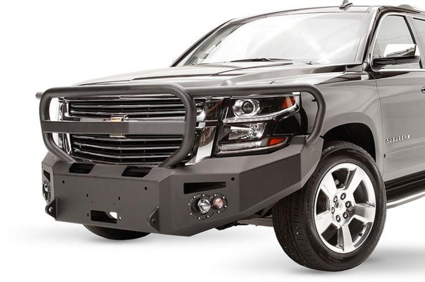 Fab Fours CS15-F3550-1 Chevy Suburban 1500 2015-2020 Premium Front Bumper Sensor Winch Ready with Full Guard