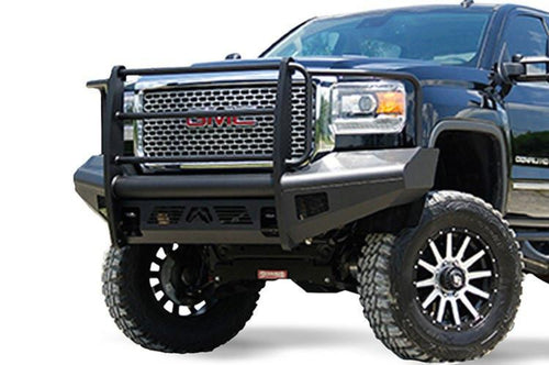 Fab Fours GM14-Q3160-1 GMC Sierra 2500/3500 2015-2019 Black Steel Elite Front Bumper Full Guard with Tow Hooks