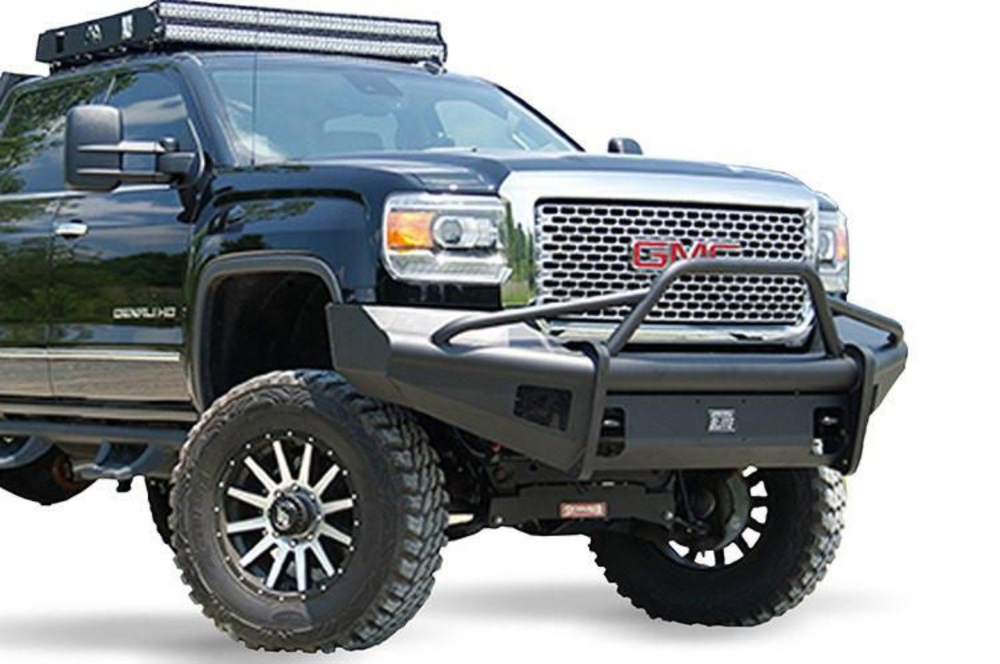 Fab Fours GM14-Q3162-1 GMC Sierra 2500/3500 2015-2019 Black Steel Elite Front Bumper Pre-Runner Guard with Tow Hooks