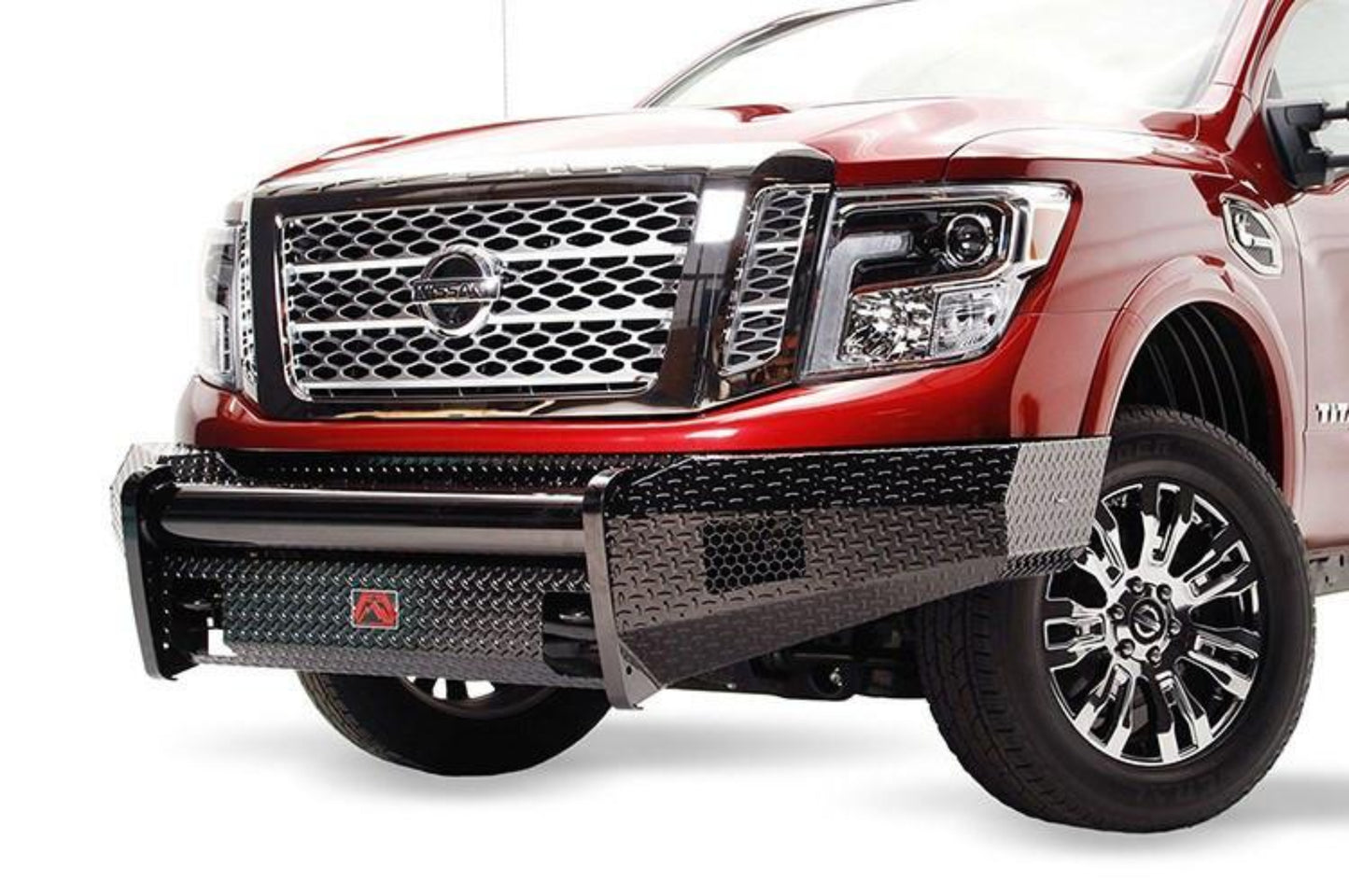 Fab Fours NT16-K3761-1 Nissan Titan XD 2016-2020 Black Steel Front Bumper No Guard with Tow Hooks