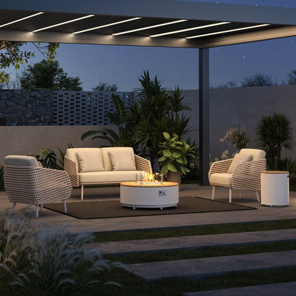 Bon Pergola Cypress Collection Fire Pit + Furniture - 110234+220407+E03756