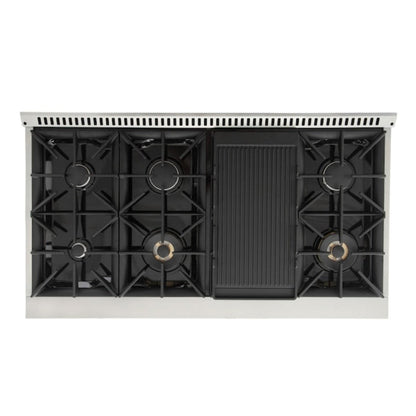 Kucht 48" Pro-Style Natural Gas Dual Fuel Range in Black with Gold Accents, KDF482-K-GOLD - KDF482-K-GOLD
