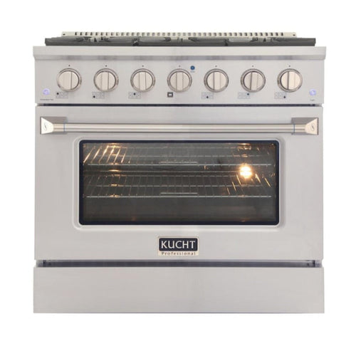 Kucht Professional 36 in. 5.2 cu ft. Propane Gas Range with Silver Knobs,- KNG361/LP-S
