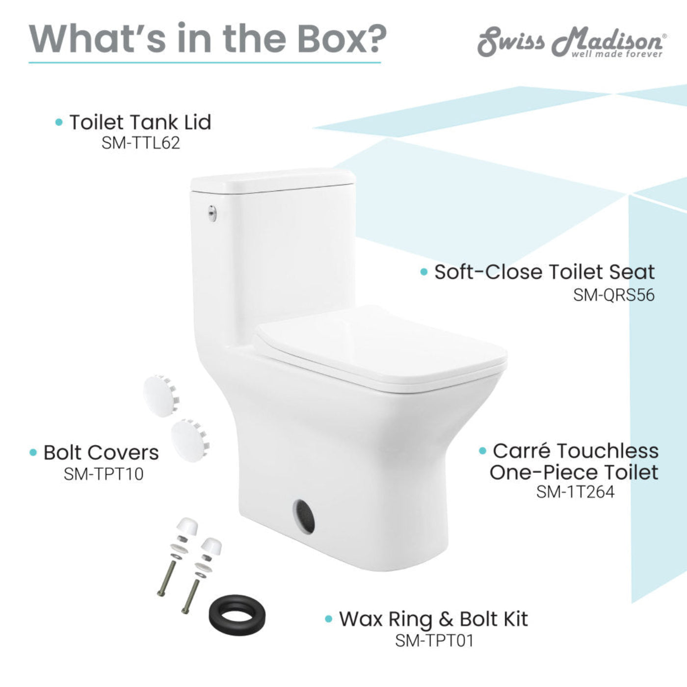 Swiss Madison Carre One-Piece Square Toilet Dual-Flush 1.1/1.6 gpf, Touchless - SM-1T264